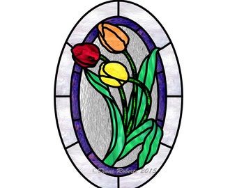 Spring Tulips Download Stained Glass Pattern