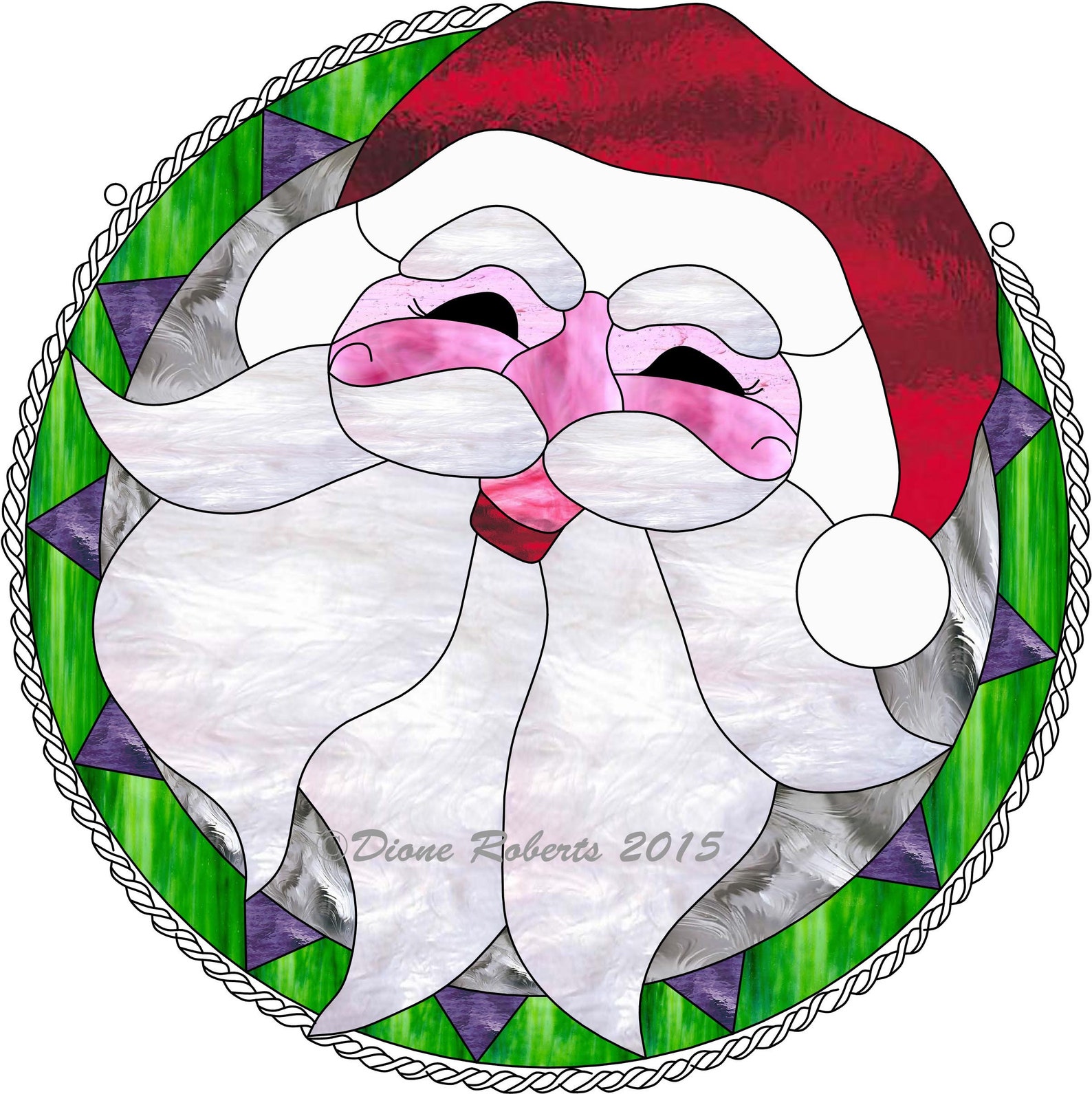 Medallion Santa Stained Glass Pattern 16" Round - Etsy