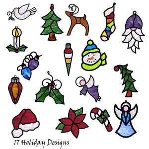 17 diseños navideños de vidrieras: Papá Noel, muñeco de nieve, reno (hecho por humanos)
