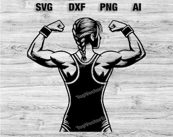 Amerikaans worstelen vrouwen premium SVG | Worstelen Svg | Worstelaar meisje Svg | Martial Art Clipart Cricut sublimatiebestand SVG, png, dxf, AI bundel