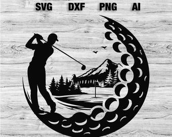 Golf svg, Golfer svg, Golfing Design svg, Golf logo, Golf ball svg, Golf vector, Golf Club, SVG, PNG, Dxf, Ai, Instant Download Laser Ready