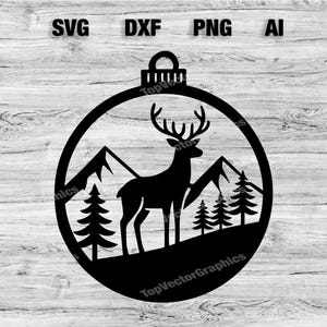 Deer Ornament Cut File | Wildlife Deer Ornament Graphic Silhouette, Cameo, Cricut SVG, PNG, Dxf, Ai Cut Files, Instant Download Laser Ready