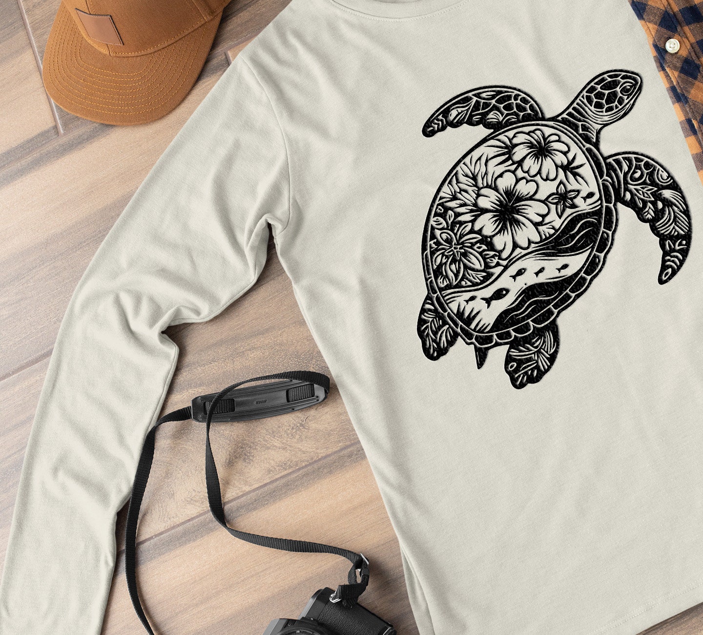 Beach Turtle Pattern Sea Turtle Floral Beach Pattern Cut Files | Beach Turtle Vector ...