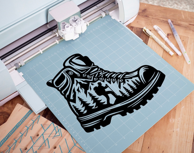 Hiker Boot Mountain Cut File | Outdoor Hiker Boot Vector Graphic