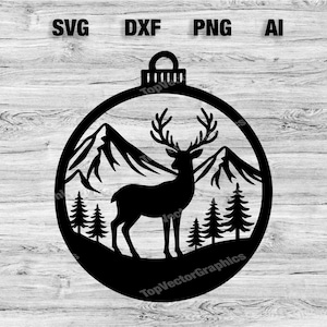 Deer Ornament Cut File | Wildlife Deer Ornament Graphic Silhouette, Cameo, Cricut SVG, PNG, Dxf, Ai Cut Files, Instant Download Laser Ready