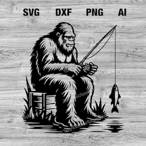 bigfoot with fishing pole Bigfoot Fishing Svg