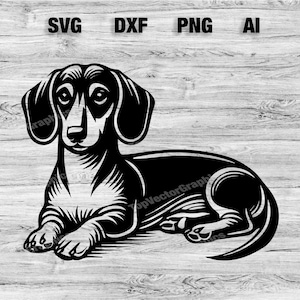Dachshund Weiner Dog Laying Down | Vector Graphic File Laser File Silhouette Clip Art, Cameo, Cricut SVG, PNG, Dxf, Ai, Instant Download