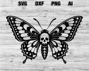 Death Head Butterfly SVG, Gothic Skull Butterfly SVG, Dark Academia Cricut Cut File, Halloween PNG, Gothic Butterfly svg