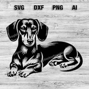 Dachshund Weiner Dog Laying Down | Vector Graphic File Laser File Silhouette Clip Art, Cameo, Cricut SVG, PNG, Dxf, Ai, Instant Download