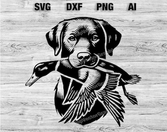 Bird Dog SVG | Duck Hunting Dog Laser File | Duck Hunt Heat Transfer | Black Lab Cricut File SVG, PNG, Dxf, Ai Bundle Instant Download