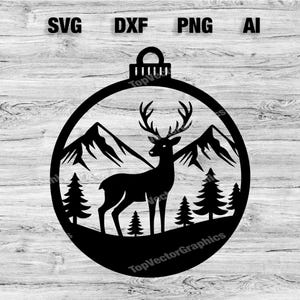Deer Ornament Cut File | Wildlife Deer Ornament Graphic Silhouette, Cameo, Cricut SVG, PNG, Dxf, Ai Cut Files, Instant Download Laser Ready