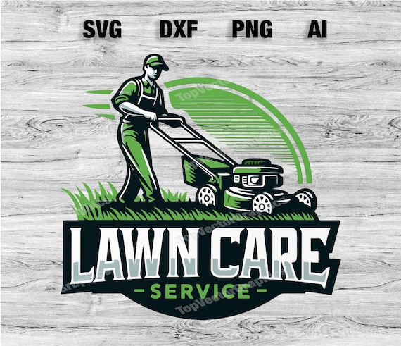 Professional Lawn Care & Landscaping Logo Design - Mower - SVG, PNG, Dxf, AI Files Included | Business Outdoor Branding | Instant Download