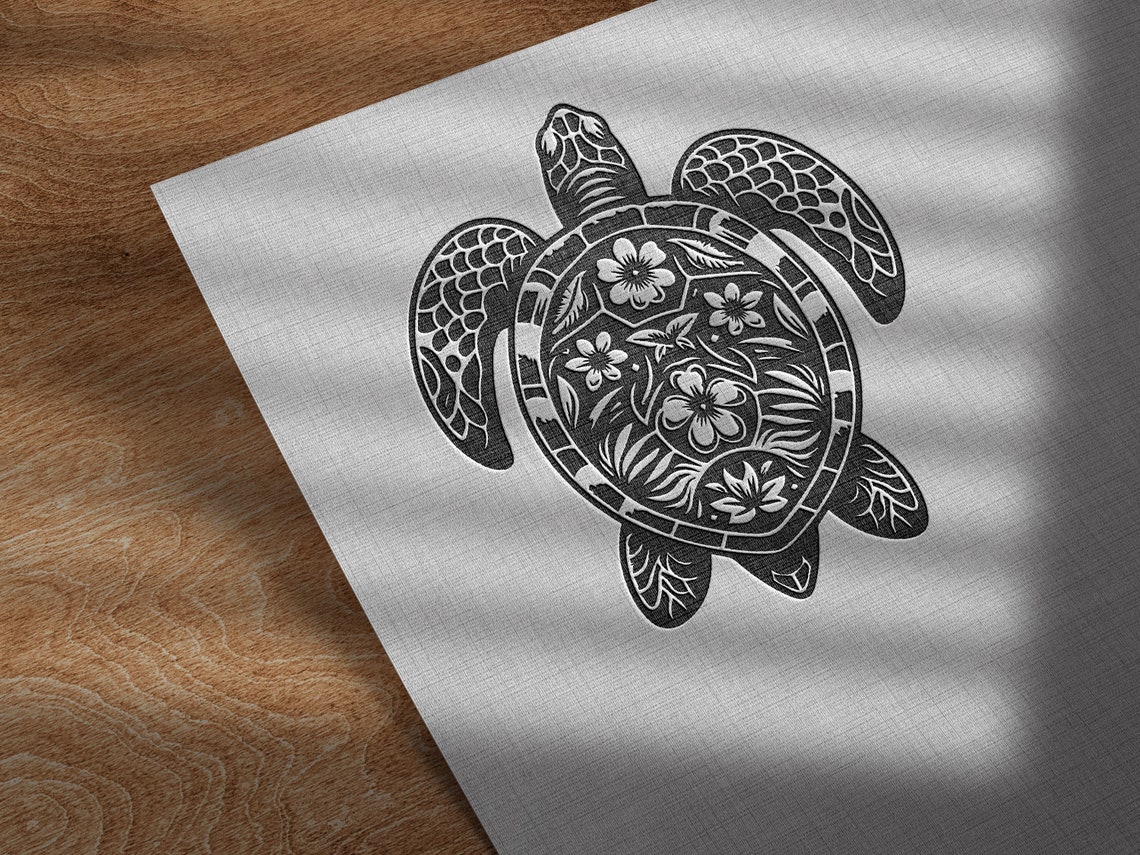 Sea Turtle Floral Beach Pattern Cut Files | Beach Turtle Vector ...