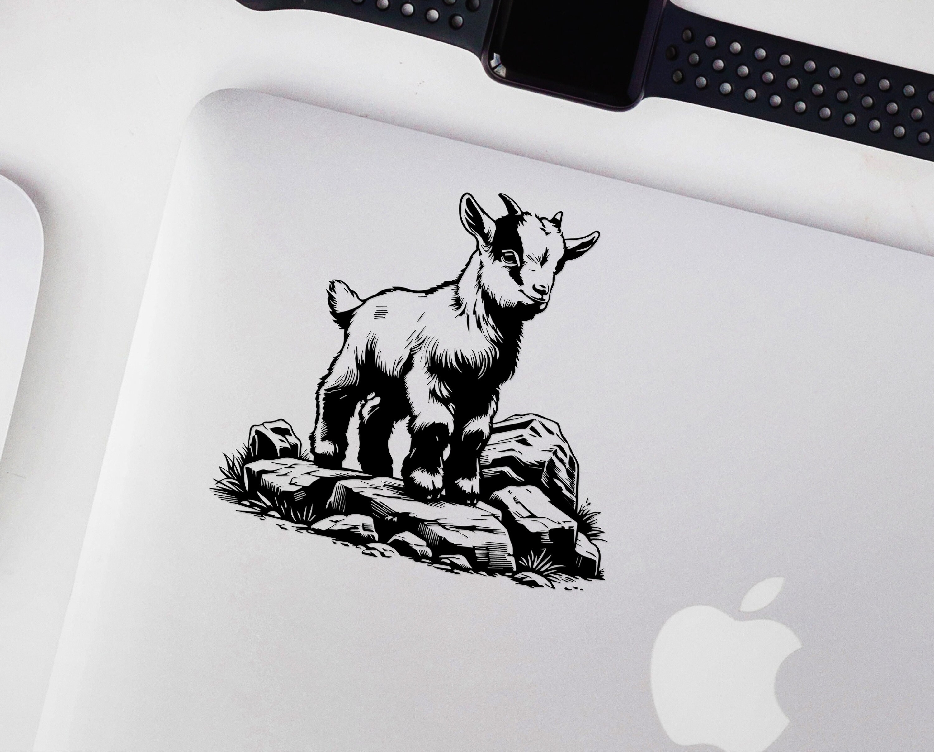Baby Goat on Rocks Cut Files | Billy Goat Vector Silhouette, Cameo