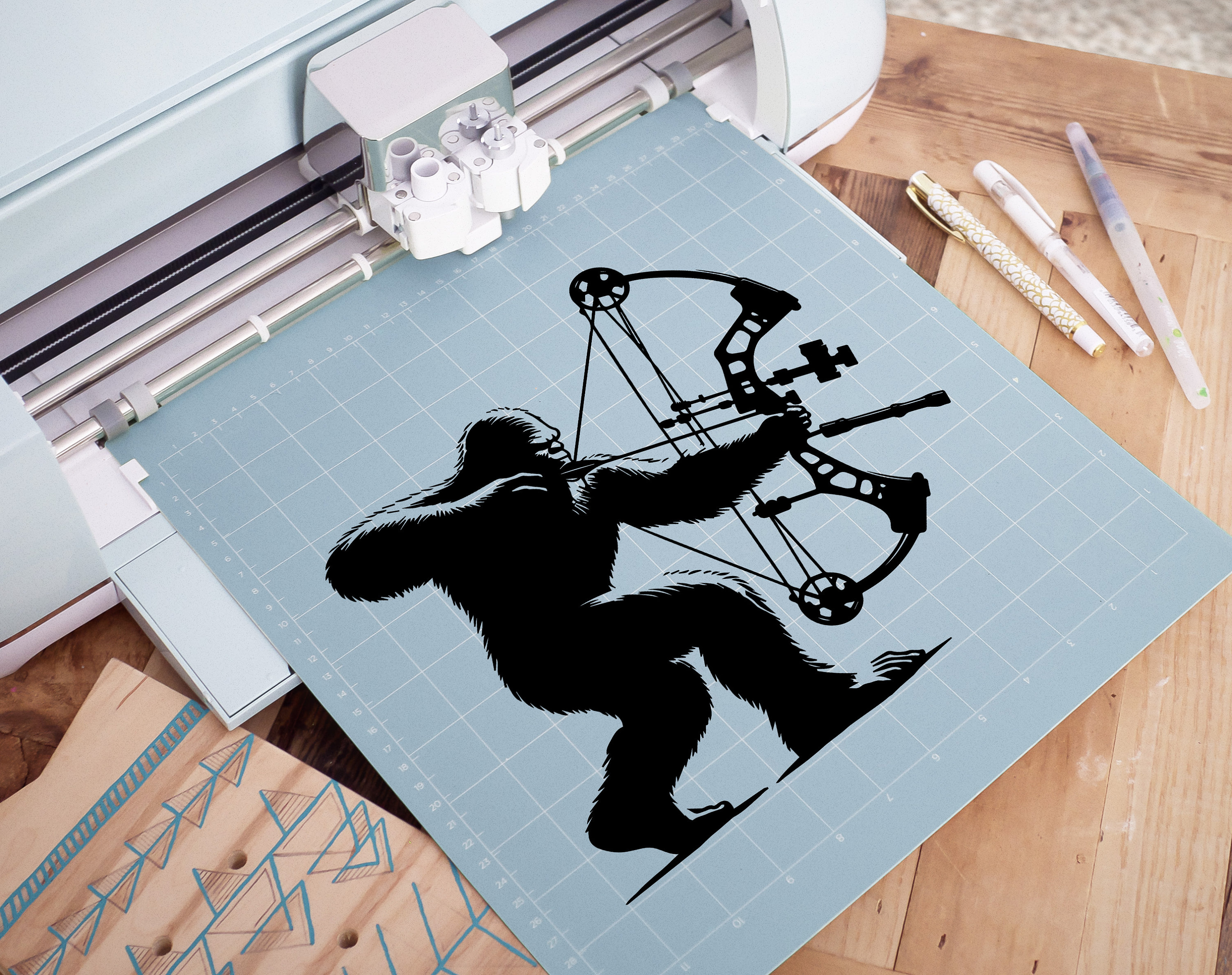 Bigfoot Compound Bow Silhouette Cut Files | Fun Bigfoot Vector ...
