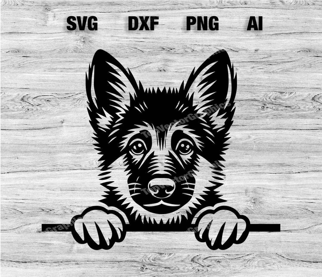 Shepard Graphic Peeking German Shepard Head | Cute Dog Vector Graphic Laser File ...