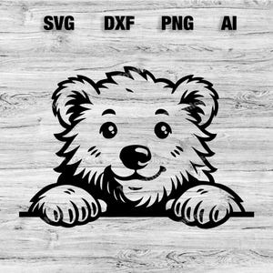 Peeking Polar Bear Head | Polar Bear Vector Graphic Laser File Silhouette Clip Art, Cameo, Cricut SVG, PNG, Dxf, Ai, Instant Download