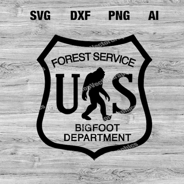 Sasquatch Vector Graphic for DIY Crafts and Projects | Forest Service Bigfoot Department Badge SVG, PNG, Dxf, Ai | Cricut, Silhouette