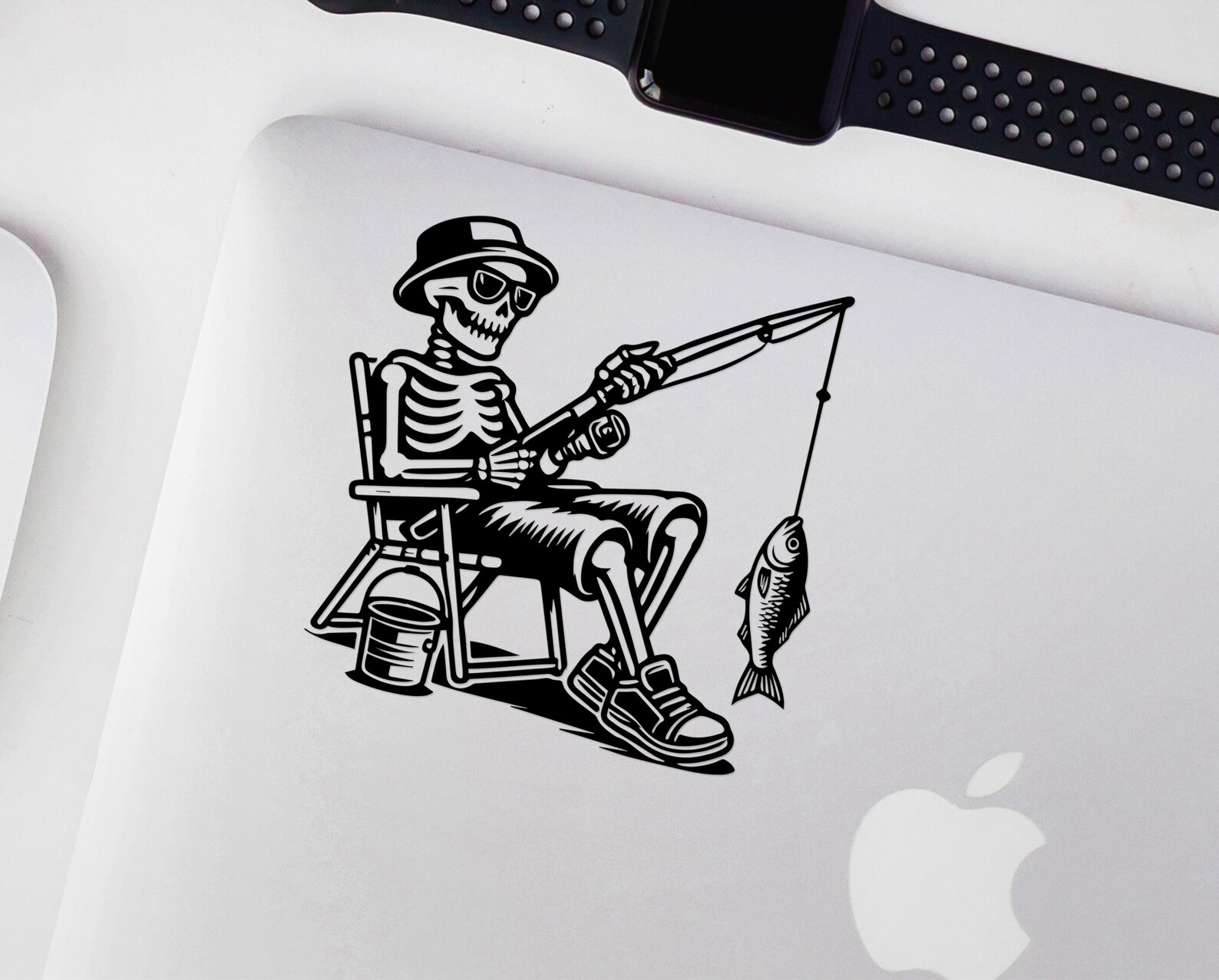 Skeleton Fishing Vector Graphic for DIY Crafts and Projects | Skull ...