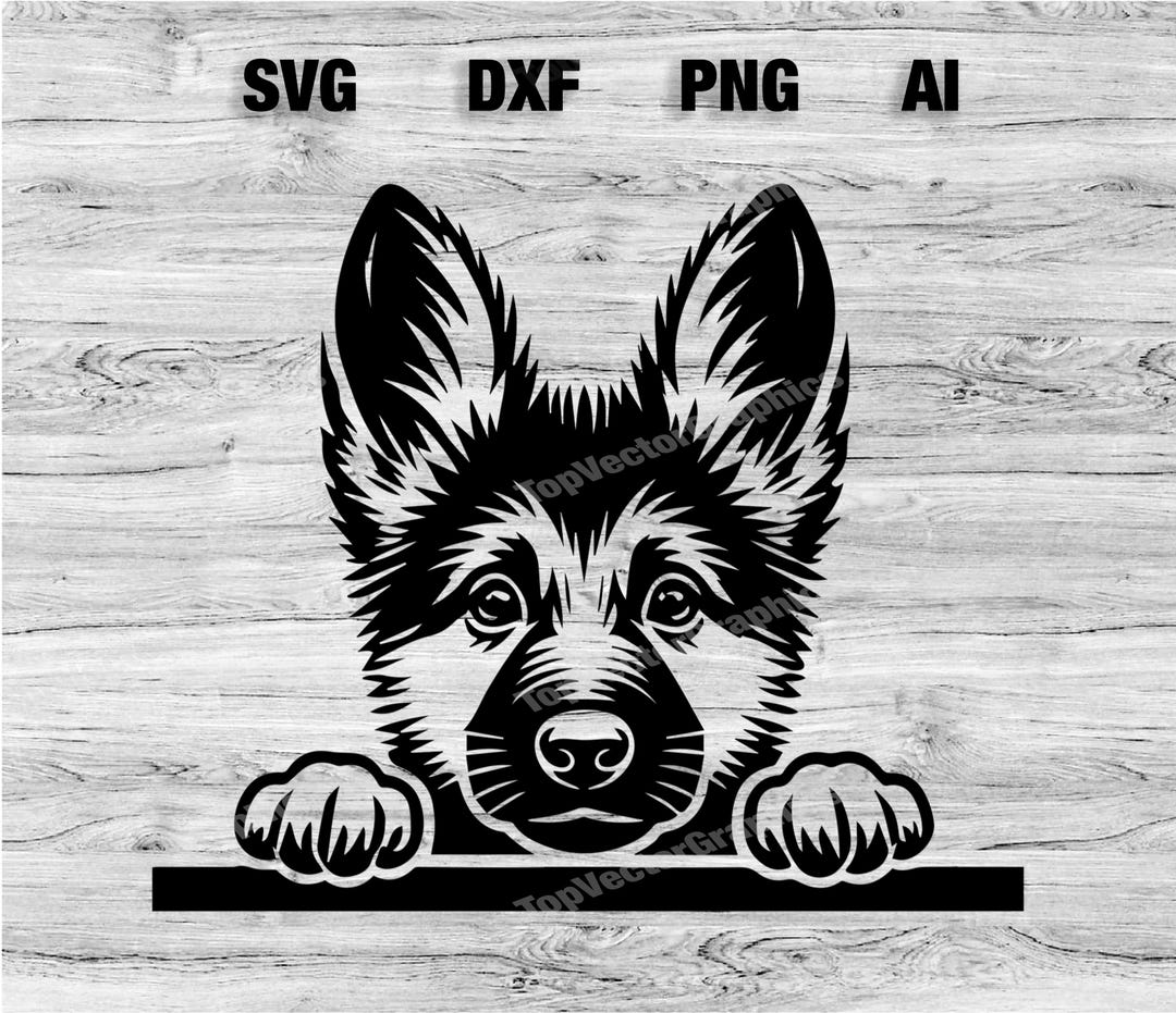Shepard Graphic Peeking German Shepard Head | Cute Dog Vector Graphic Laser File ...