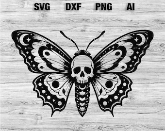 Death Head Butterfly SVG, Gothic Skull Butterfly SVG, Dark Academia Cricut Cut File, Halloween PNG, Gothic Butterfly svg