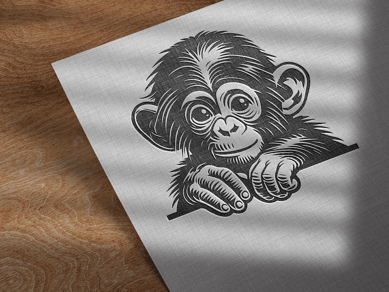 Peeking Monkey Head | Chimp Vector Graphic Laser File Silhouette Clip ...