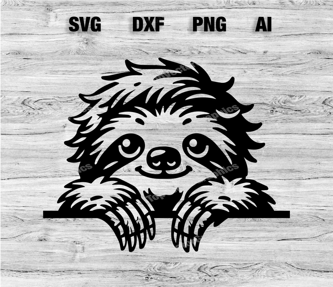 Peeking Sloth Head | Sloth Peeking Vector Graphic Laser File Silhouette ...