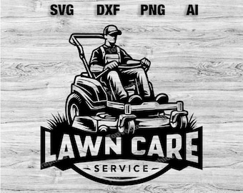 Professional Lawn Care & Landscaping Logo Design - Mower - SVG, PNG, Dxf, AI Files Included | Business Outdoor Branding | Instant Download