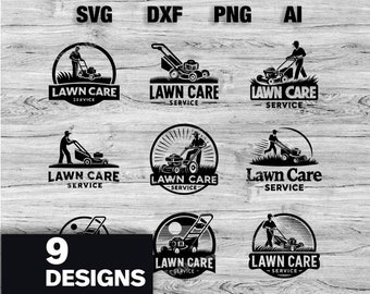 9 Professional Lawn Care & Landscaping Logo Design - SVG, PNG, Dxf, AI Files Included | Business Branding Graphics | Instant Download