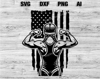 Amerikaans worstelen vrouwen premium SVG | Worstelen Svg | Worstelaar meisje Svg | Martial Art Clipart Cricut sublimatiebestand SVG, png, dxf, AI bundel