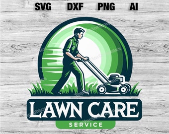 Professional Lawn Care & Landscaping Logo Design - Mower - SVG, PNG, Dxf, AI Files Included | Business Outdoor Branding | Instant Download