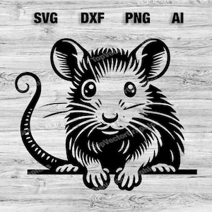 Peeking Mouse Head | Rat Vector Graphic Laser File Silhouette Clip Art, Cameo, Cricut SVG, PNG, Dxf, Ai, Instant Download