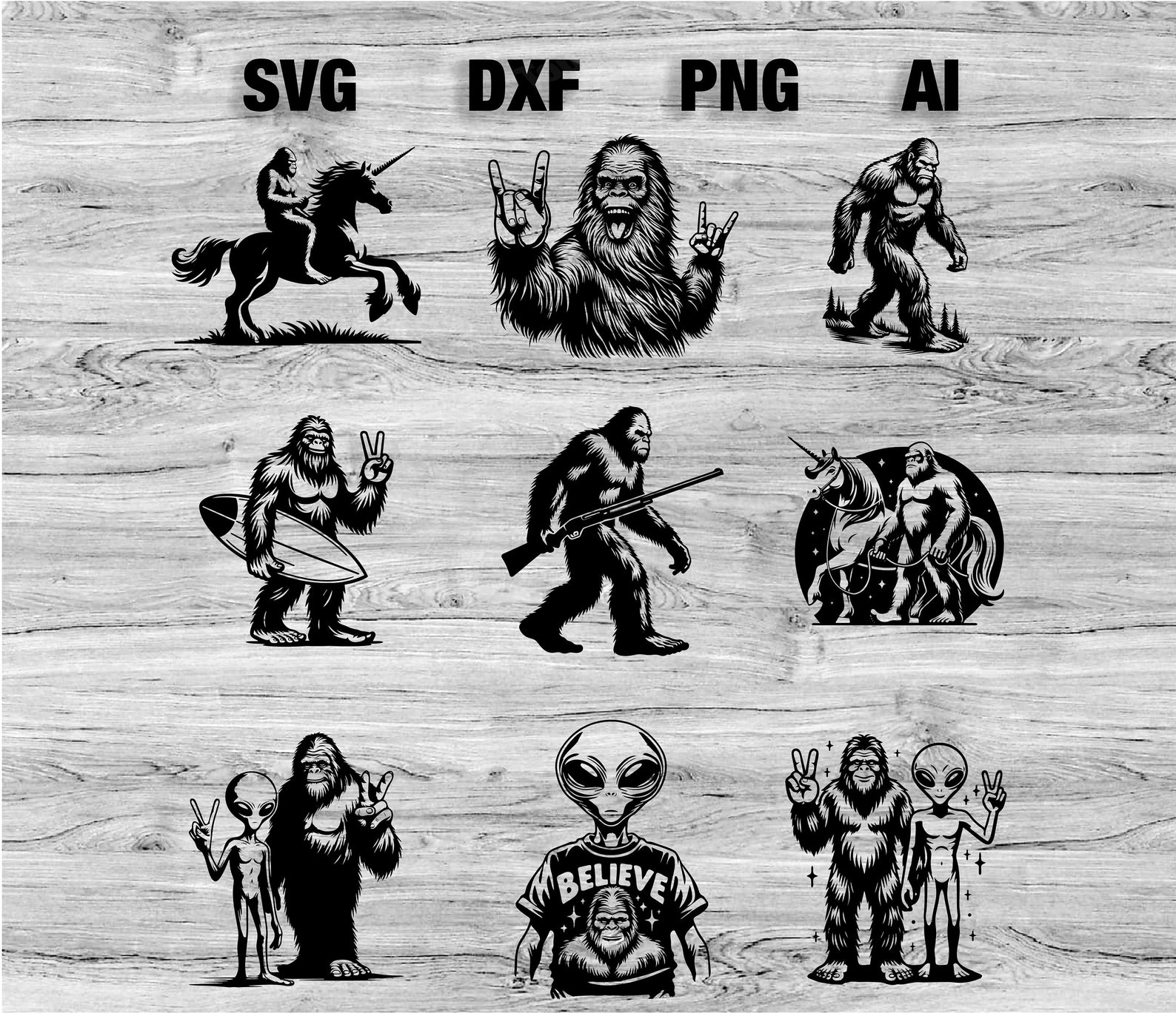 Mega Bigfoot Bundle 36 Files | Bigfoot Sasquatch Vector Silhouette ...