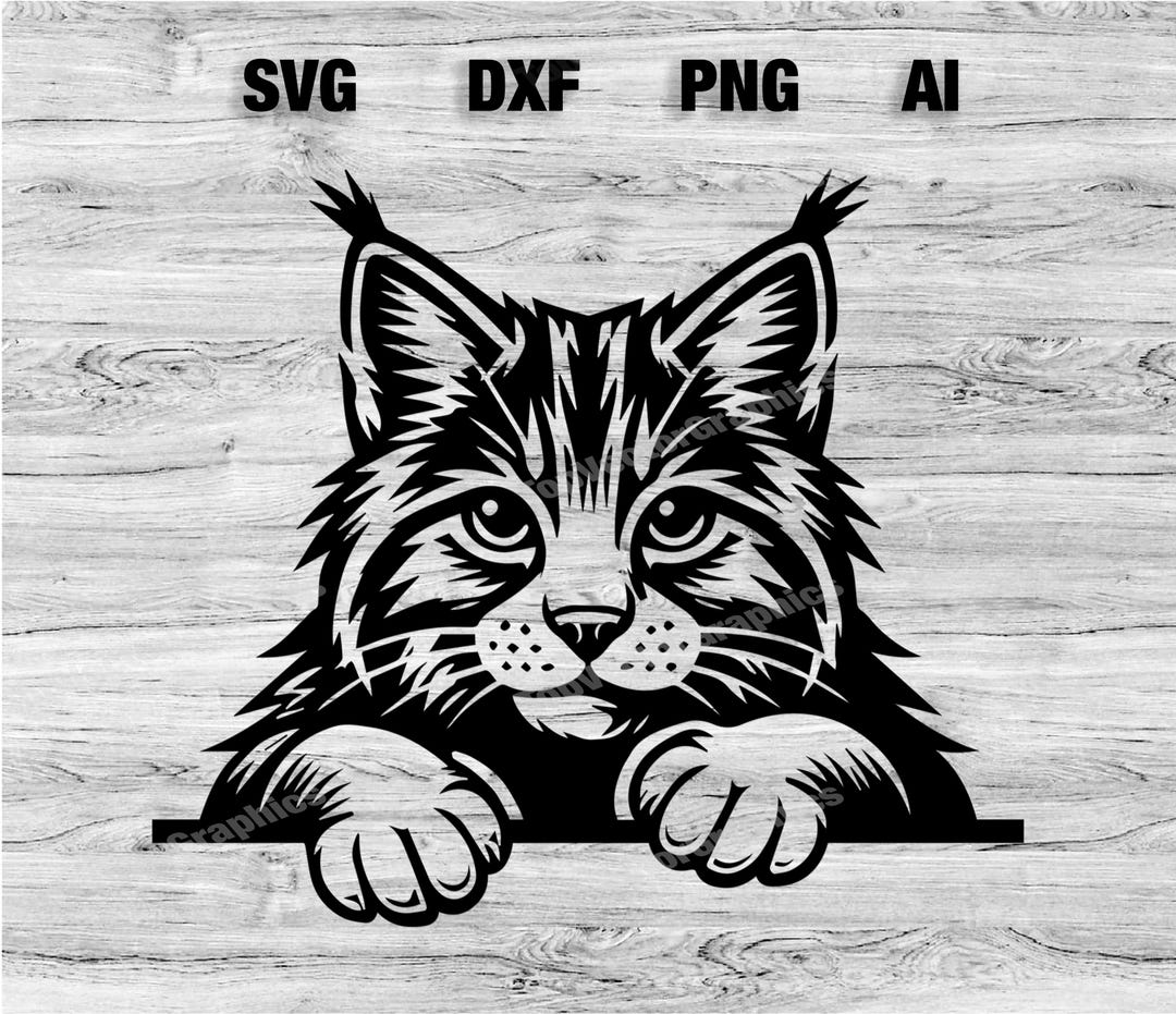 Wildcat Head Vector File Peeking Wildcat Head | Feline Vector Graphic Laser File Silhouette Clip ...