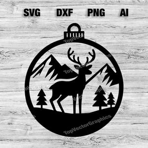 Deer Ornament Cut File | Wildlife Deer Ornament Graphic Silhouette, Cameo, Cricut SVG, PNG, Dxf, Ai Cut Files, Instant Download Laser Ready