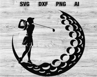 Female Golf svg, Golfer svg, Golfing Design svg, Golf logo, Golf ball svg, Golf vector, Golf Club, SVG, PNG, Dxf, Ai, Instant Download