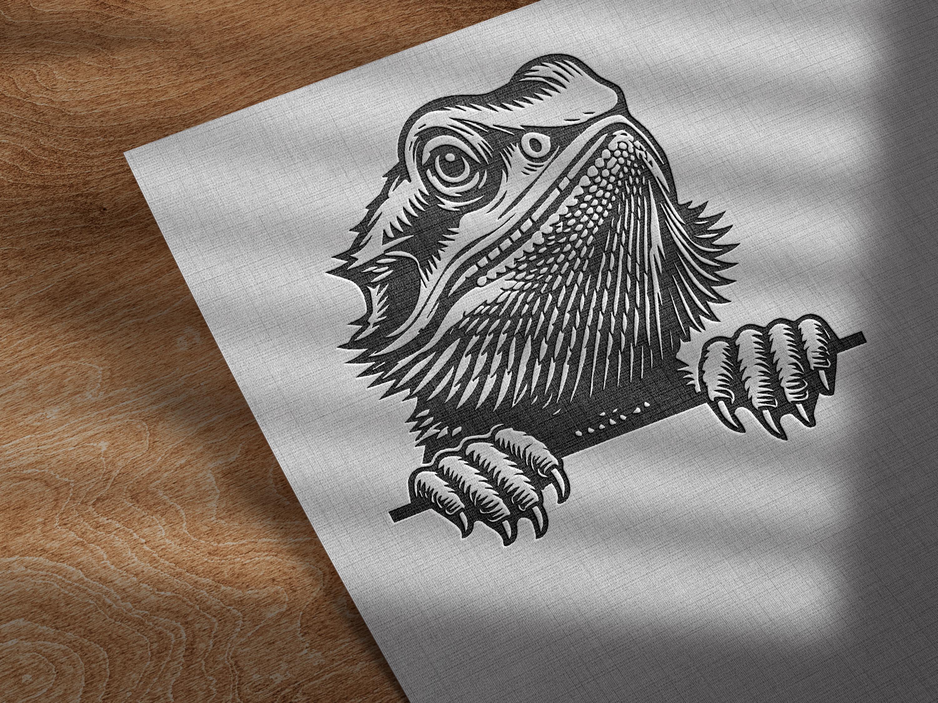 Peeking Bearded Dragon Head | Lizard Vector Graphic Laser File ...