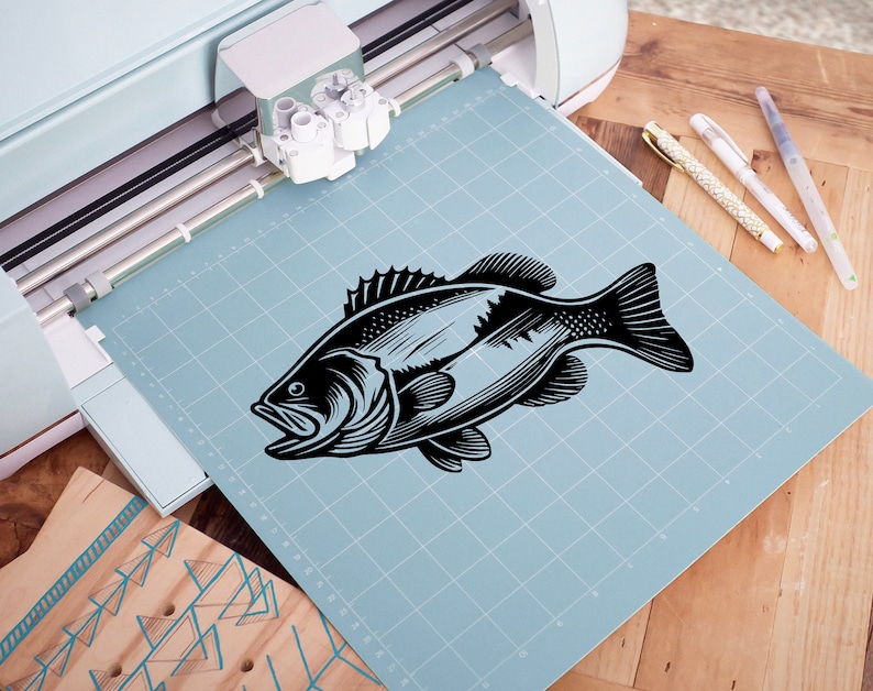 Bass Fish Lake Scene Cut File | Outdoor Fishing Graphic Wall Art ...