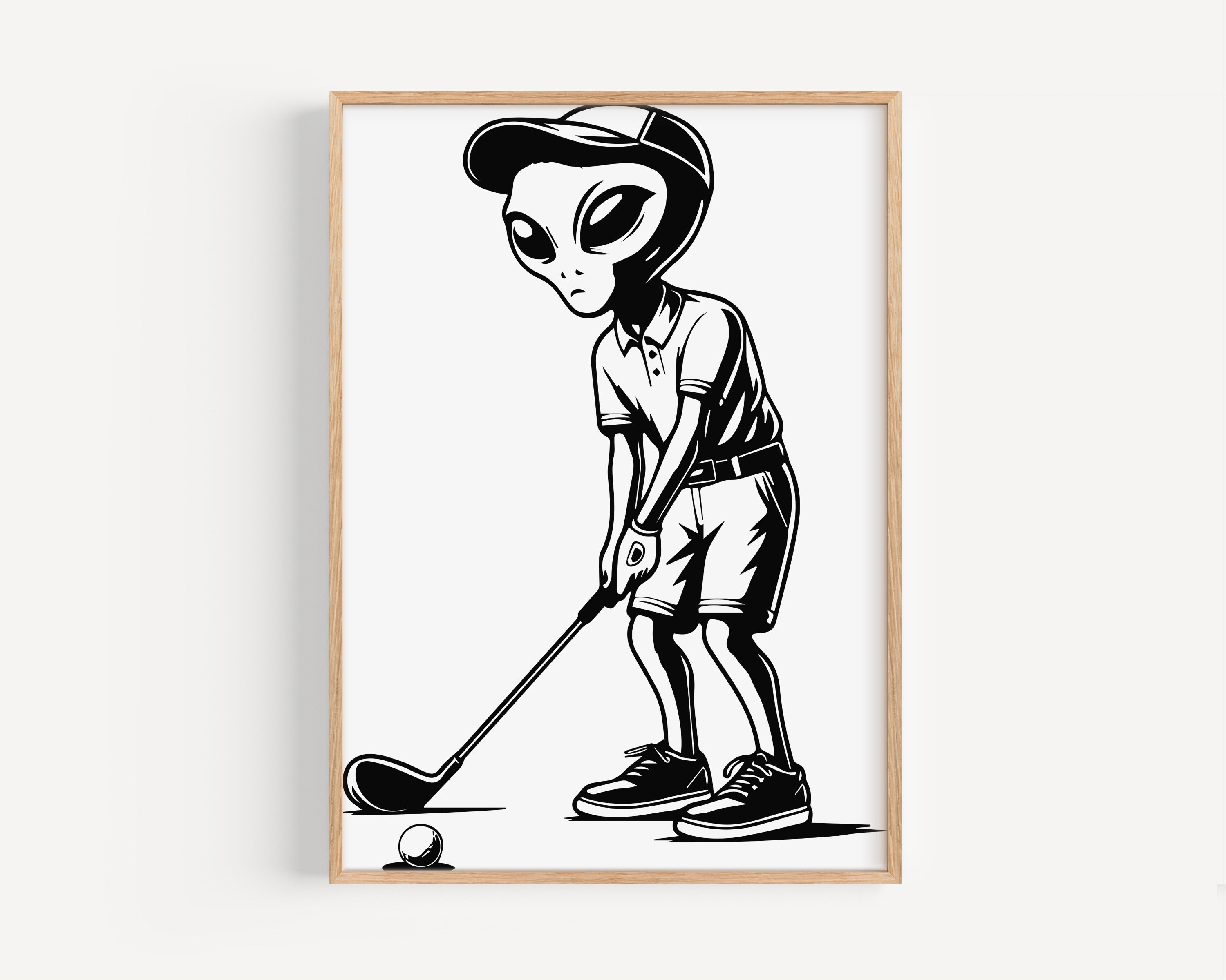 Alien Golfer Silhouette Cut Files | Fun Golf Alien Vector Silhouette ...