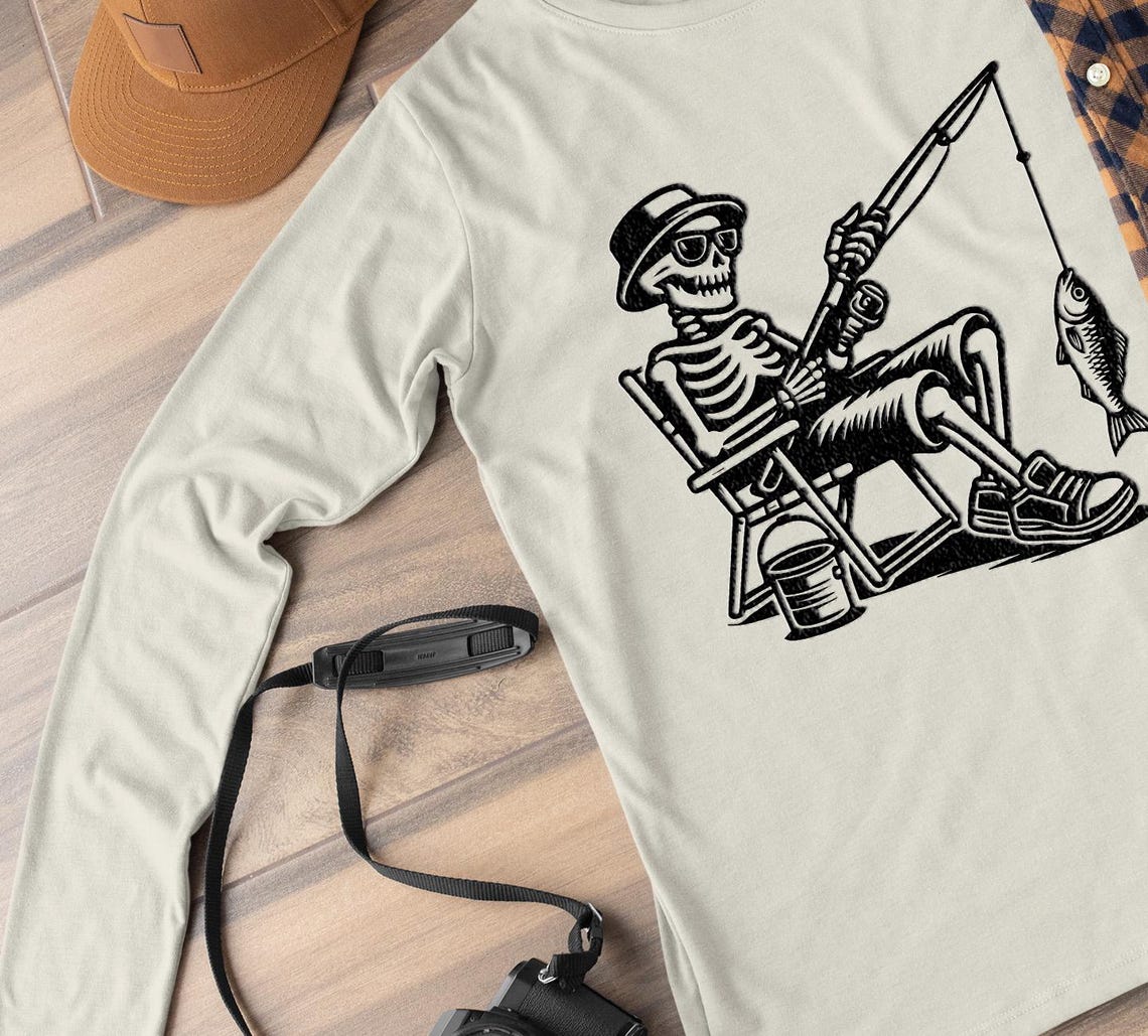 Skeleton Fishing Vector Graphic for DIY Crafts and Projects | Skull ...