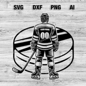Hockey Player Premium SVG | Ice Hockey Svg File | Hockey Boy Svg | Hockey Puck Clipart Sublimation, Laser File SVG, png, Dxf, Ai Bundle