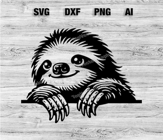 Peeking Sloth Head | Sloth Peeking Vector Graphic Laser File