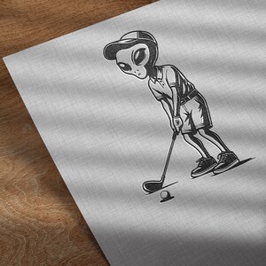 Alien Golfer Silhouette Cut Files | Fun Golf Alien Vector Silhouette ...