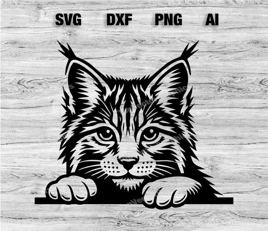 Wildcat Head Vector File Peeking Wildcat Head | Feline Vector Graphic Laser File Silhouette Clip ...