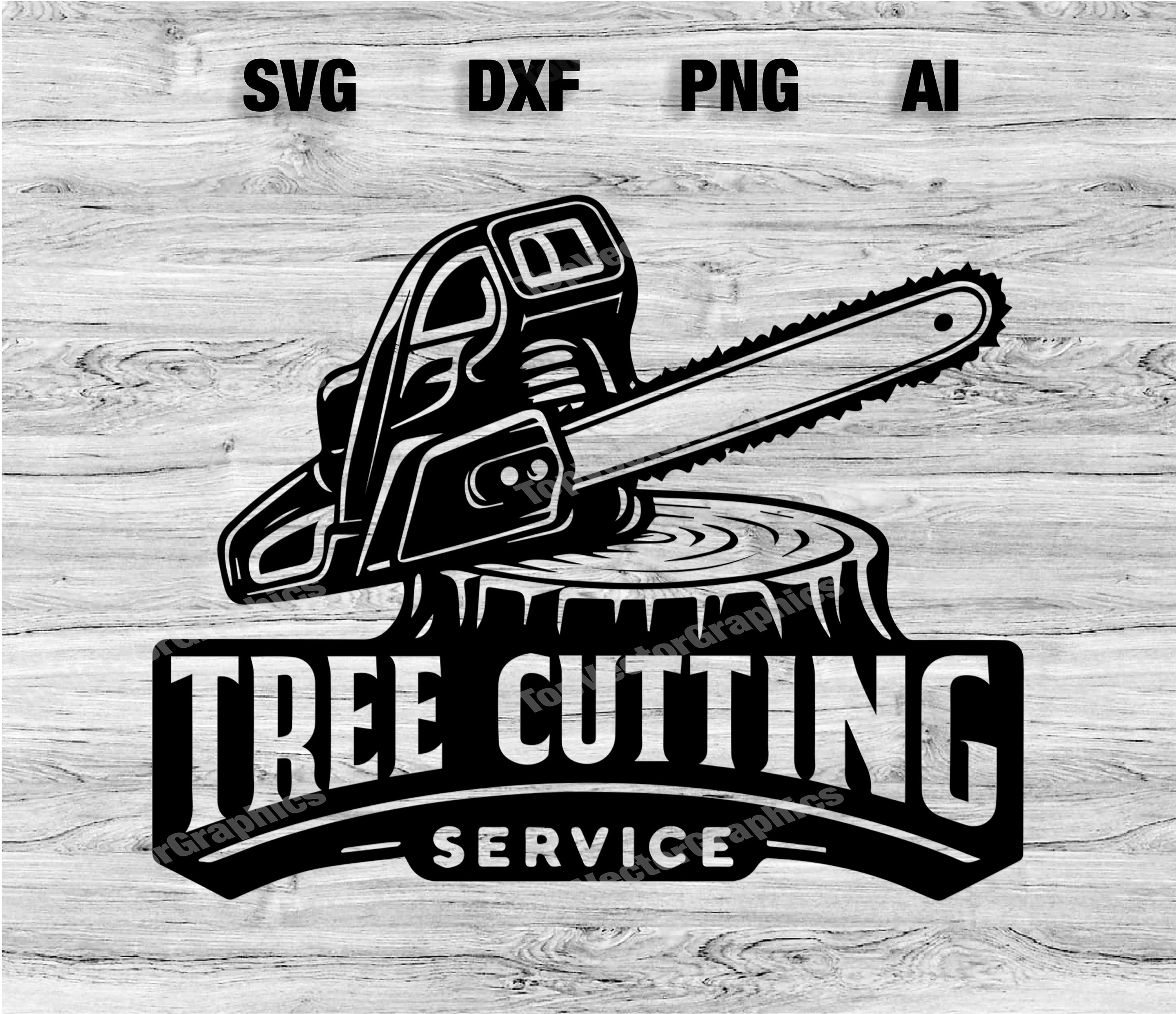 Professional Tree Cutting Service Logo Design- Chainsaw - SVG, PNG, Dxf, AI Files Included | Business Outdoor Branding | Instant Download