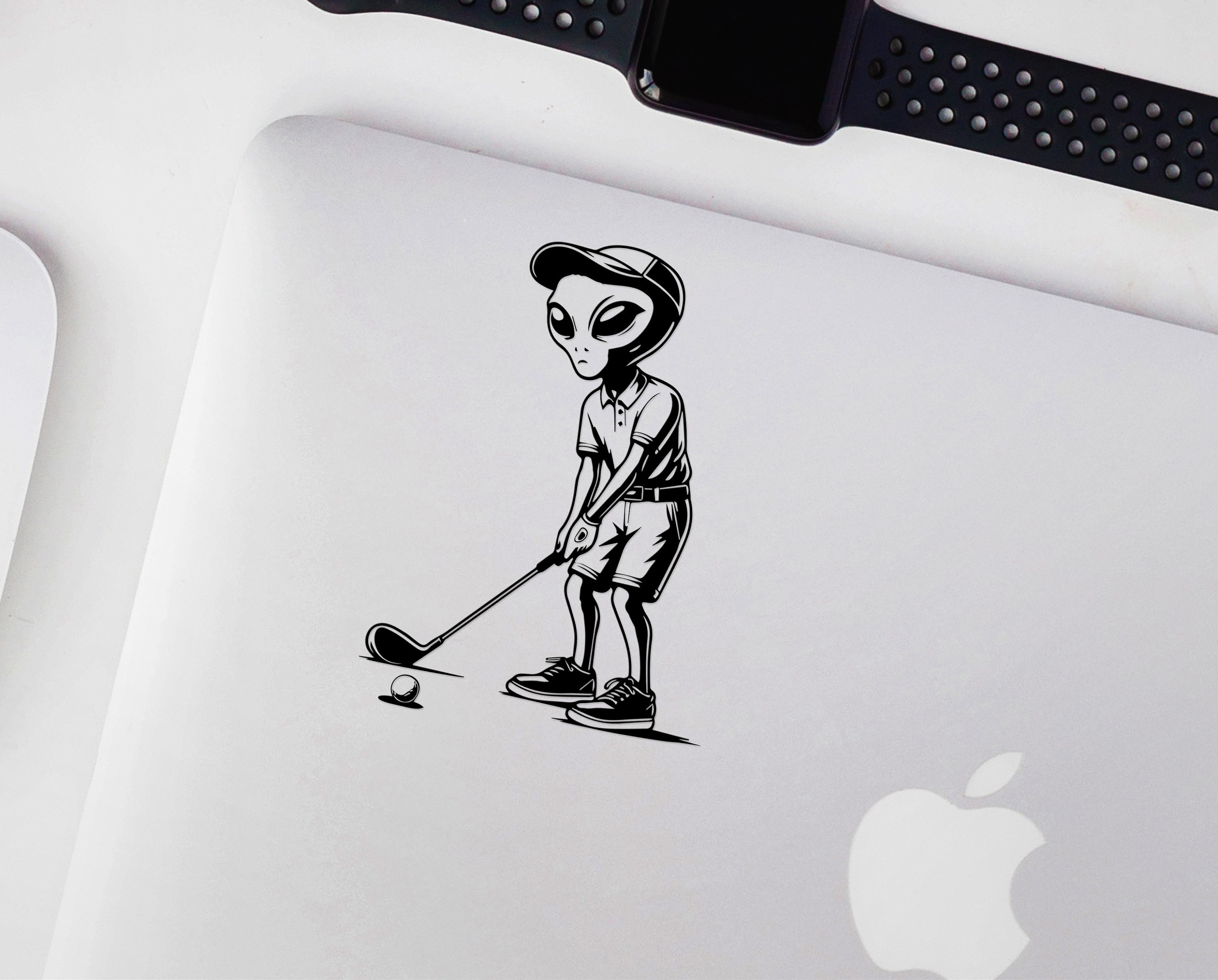 Alien Golfer Silhouette Cut Files | Fun Golf Alien Vector Silhouette ...