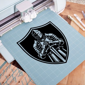 Medieval Knight Silhouette Cut Files | Medieval Knight Shield Vector Silhouette, Cameo, Cricut SVG, PNG, Dxf, Ai, Instant Download Laser image 2