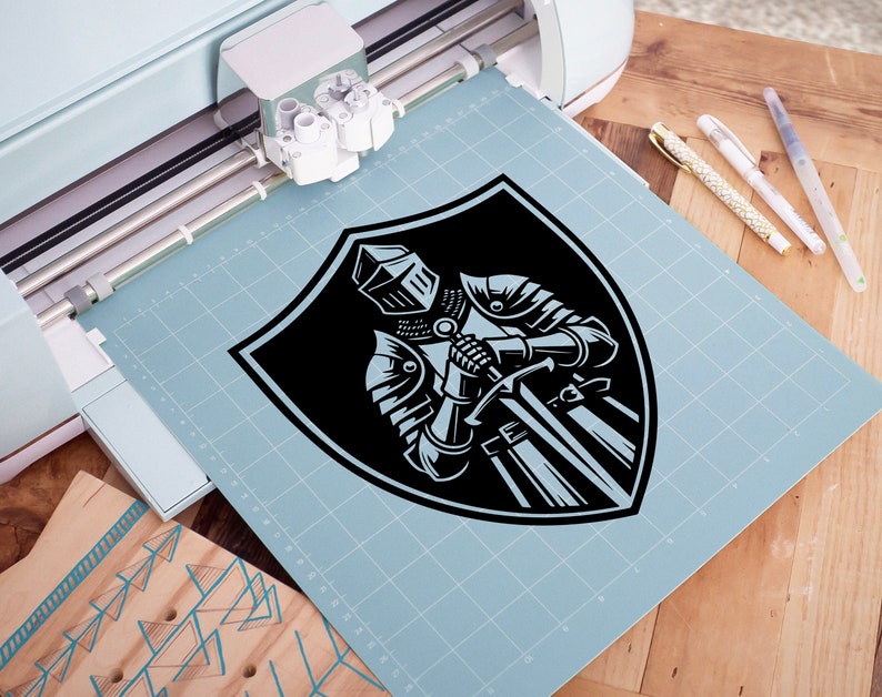 Medieval Knight Silhouette Cut Files | Medieval Knight Shield Vector Silhouette, Cameo, Cricut SVG, PNG, Dxf, Ai, Instant Download Laser image 2