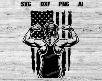 Amerikaans worstelen vrouwen premium SVG | Worstelen Svg | Worstelaar meisje Svg | Martial Art Clipart Cricut sublimatiebestand SVG, png, dxf, AI bundel