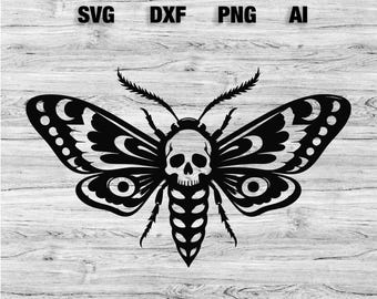 Death Head Moth SVG, Gothic Skull Moth SVG, Dark Academia Cricut Cut File, Halloween PNG, Gothic Butterfly svg
